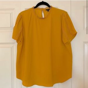 Ann Taylor size large mustard yellow blouse